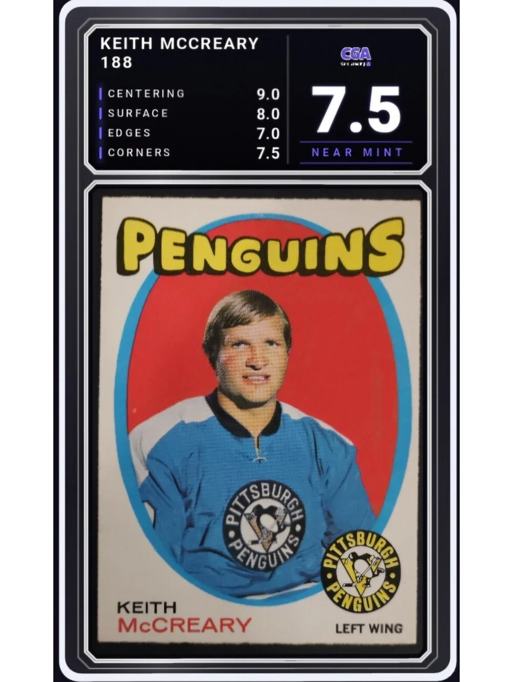 1971-72 O-Pee-Chee #188 Keith McCreary Pittsburgh Penguins CGA 7.5 Digital Grade